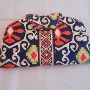 Vera Bradley Sun Valley Clutch Wallet, Snap Closure, Blue/Orange/Green, Quilted